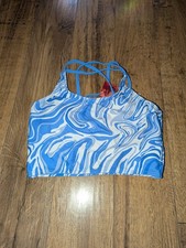 Kanu Surf Waverly Sport Criss-Cross Upf50 Blue Beach Tankini Top Girl Size 16