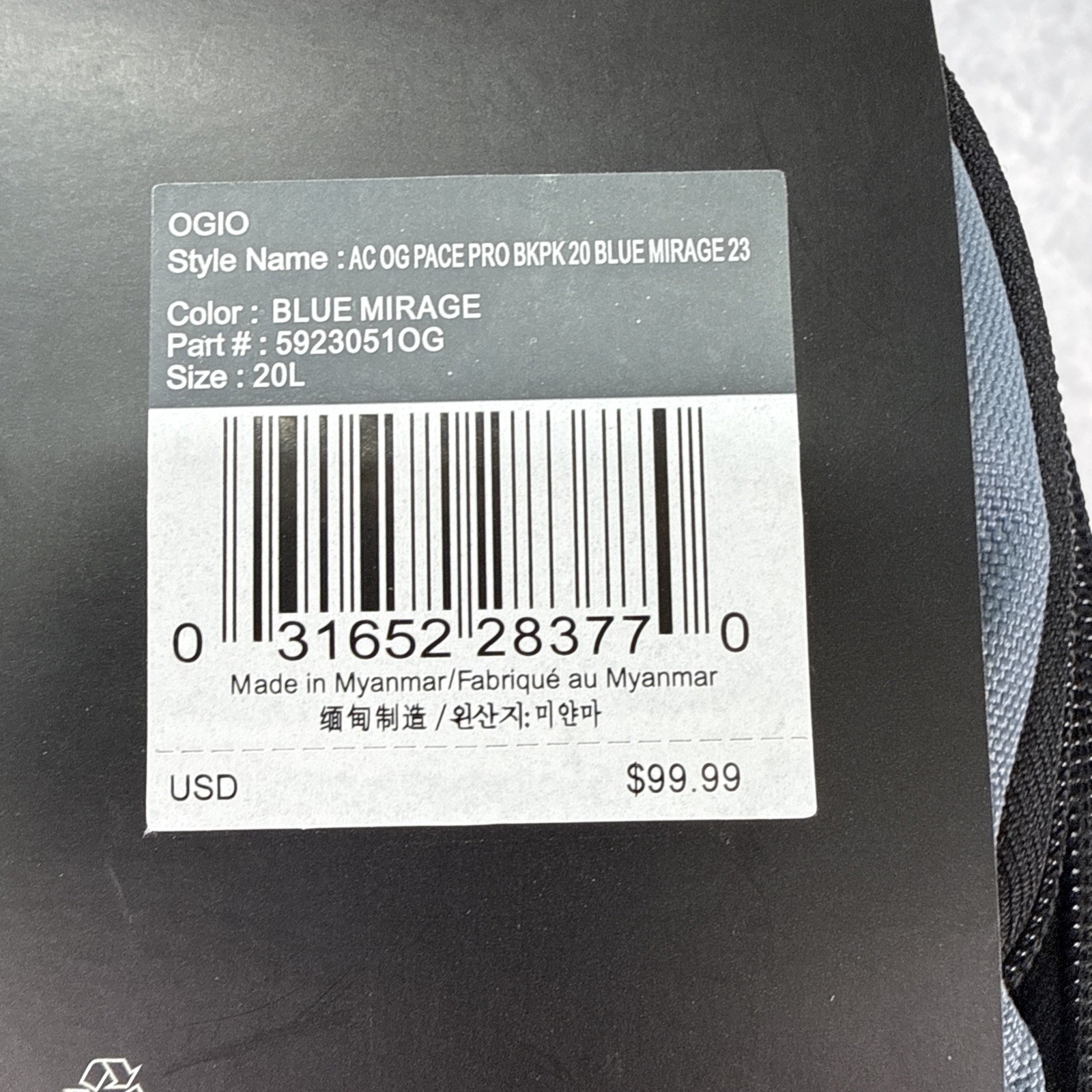 OGIO Pace Pro 20L Backpack Black Laptop Travel Work School Bag NWT • Blue Mirage image 6