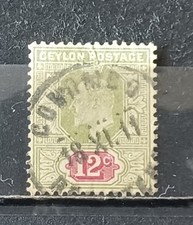 CEYLAN 1903-04- 1 timbre oblitéré 12 c vert et rose Y&T # 148