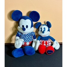 Disney Mickey Mouse Patriotic Plush Set American Original Stuffed Toy 12"  9"