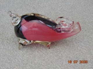 Glass Pig Pink with Black & Clear Glass