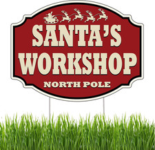 Santa'S Workshop North Pole Christmas Classic Yard Sign for Home Decor and Lawn