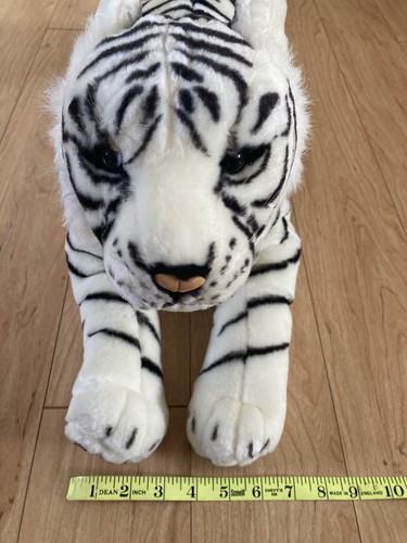 Large 34 Inch STUFFED TIGER Animal Cat White Black Soft Stuffed Pillow Toy - Picture 5 of 13