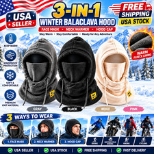 3-in-1 Winter Warm Balaclava Mask Neck Warmer Windproof Thermal Hood Fleece Cap