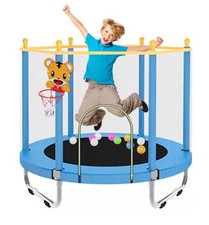 55” Kids Trampoline with Safety Net Basketball Hoop Indoor Outdoor 8yrs