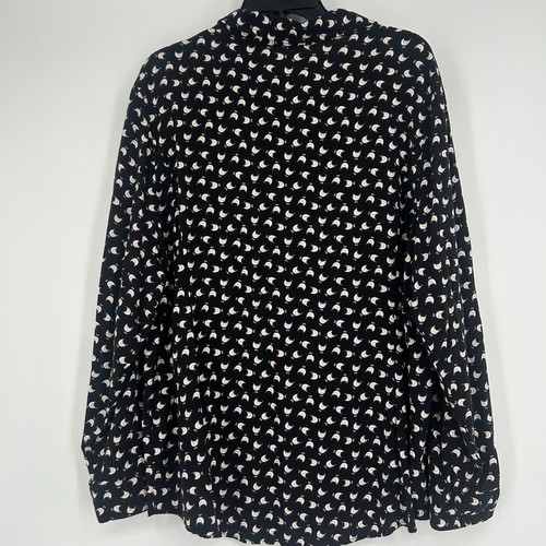 Cloth & Portrait Chicken Print Button Up Shirt Black Farm Country Novelty Sz XXL - Picture 7 of 11