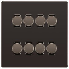 BG Black Nickel Screwless 8 Gang 2 Way Trailing Edge Dimmer LED Custom Grid