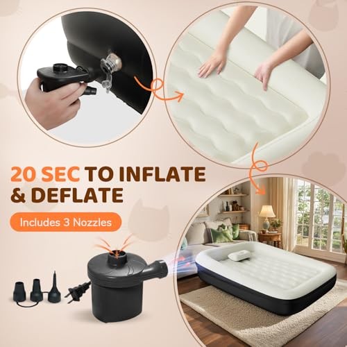 Inflatable Toddler Travel Bed - 64 Inches Portable Toddler Air Mattress with - Foto 6 di 8