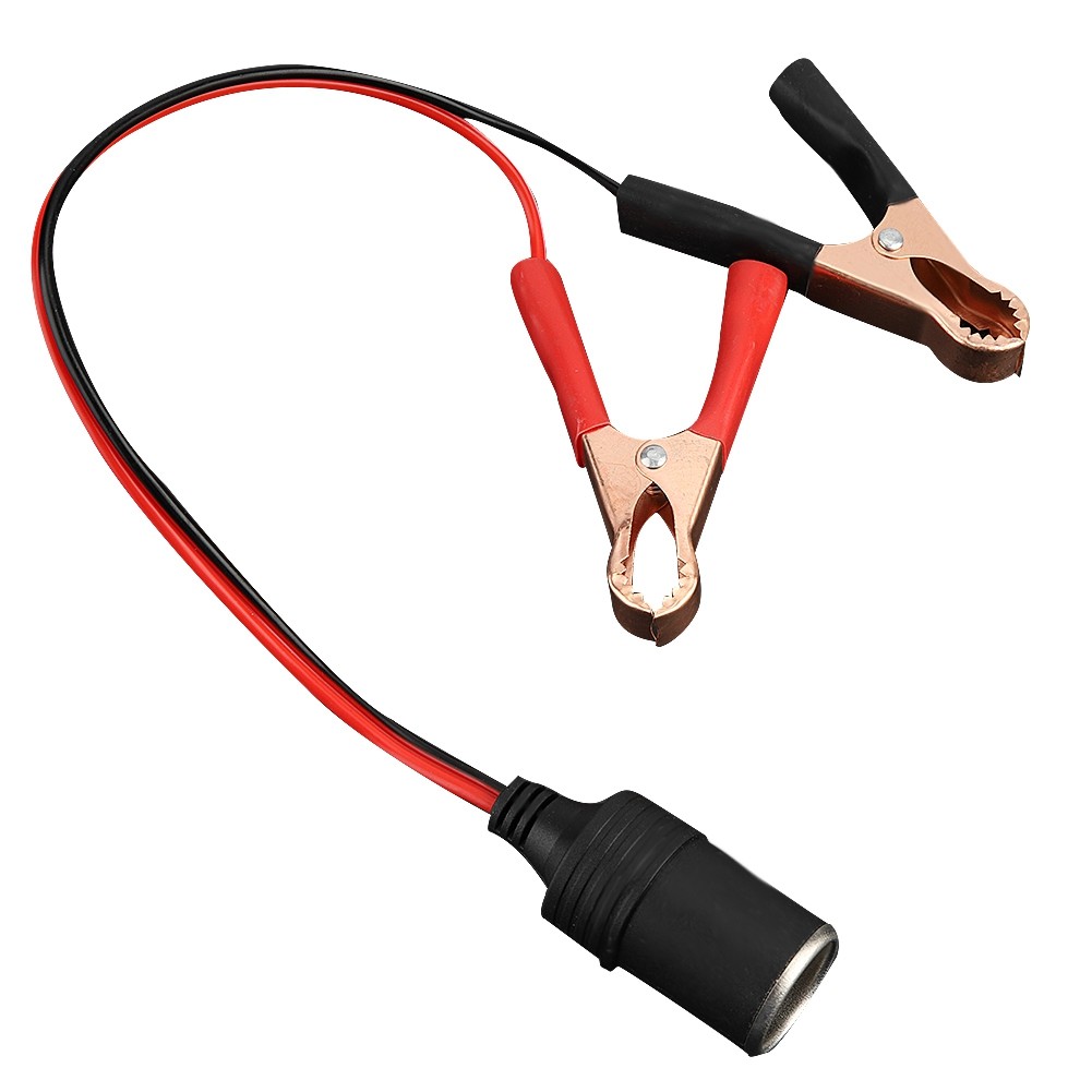 Car Cigarette Lighter Female Socket Adapter To Battery Crocodile Clip Clamp