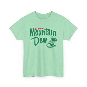 Mountain Dew Old Logo Printed T-Shirt Cool Vintage Graphic Collectible