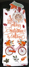NEW Fall Sweet Fall 2 Pk 16"x26" Kitchen Towels Autumn Bicycle Pumpkin Leaf