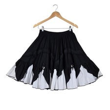 VTG Fancy Fashions Skirt S Black White Ruffle Fringe Square Dancing Rockabilly