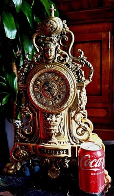 Vintage große Messing Uhr Franz Hermle zwei Glocken Ting Tang Glockenspiel 8 Tage sehr schwer