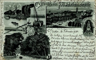 Litho Friedrichstadt an der Eider Nordfriesland, Gesamtansicht,... - 11180972
