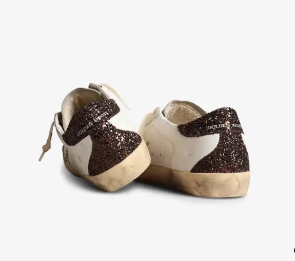 Scarpe Golden Goose Super-Star Donna stella argento tallone glitter - Immagine 3 di 4