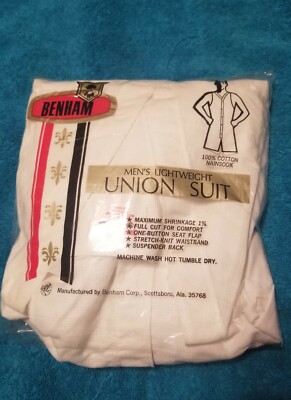 Mens Vintage  40s/50s Athletic  Summer Unionsuit by Benham!  NIP!  Size 44 White