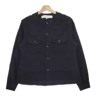 COMME des GARCONS - tao COMME des GARCONS コード刺繍装飾 ウールドッキングノーカラージャケット 24AW ブラック レディース タオコムデギャルソン【中古】4-1214T♪ tao COMME des GARCONS Cord embroidery Wool docking