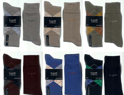 ^KOMFORTBUND   2 Paar weiche Socken, 1x Karo / 1x uni, 43-46, div.Fb.  *BUGATTI*