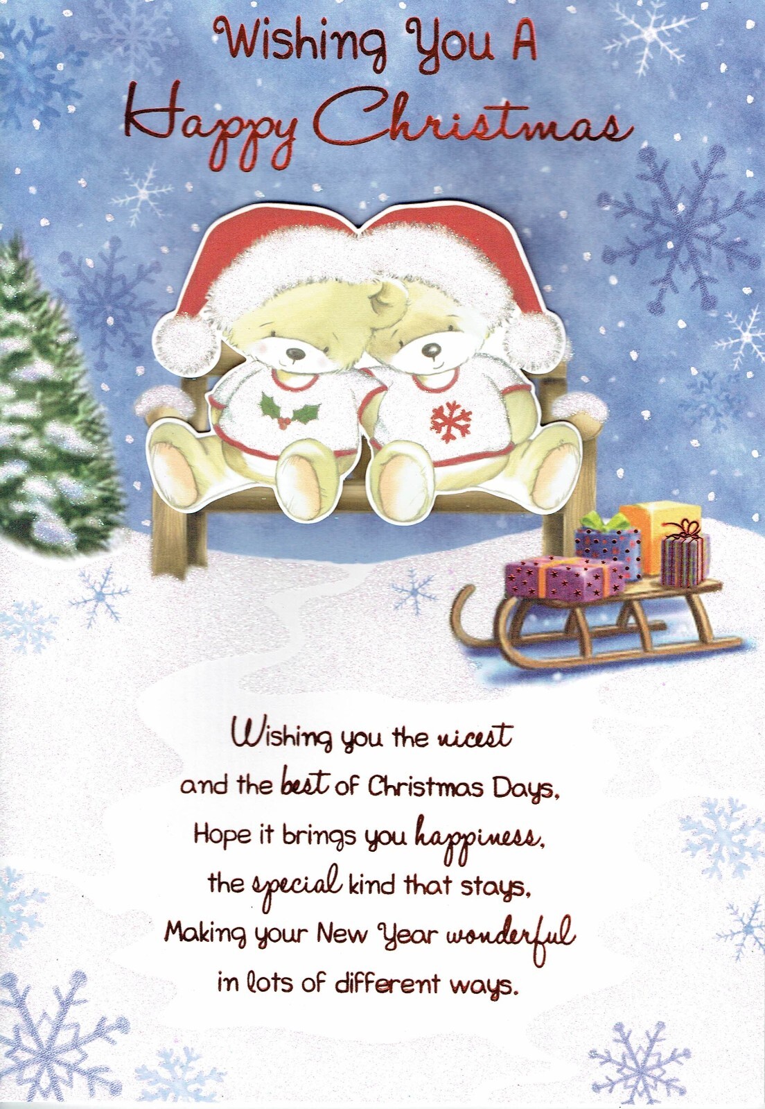 CUTE HAPPY CHRISTMAS CARD - Quality Large Christmas Card Cute Bears Design