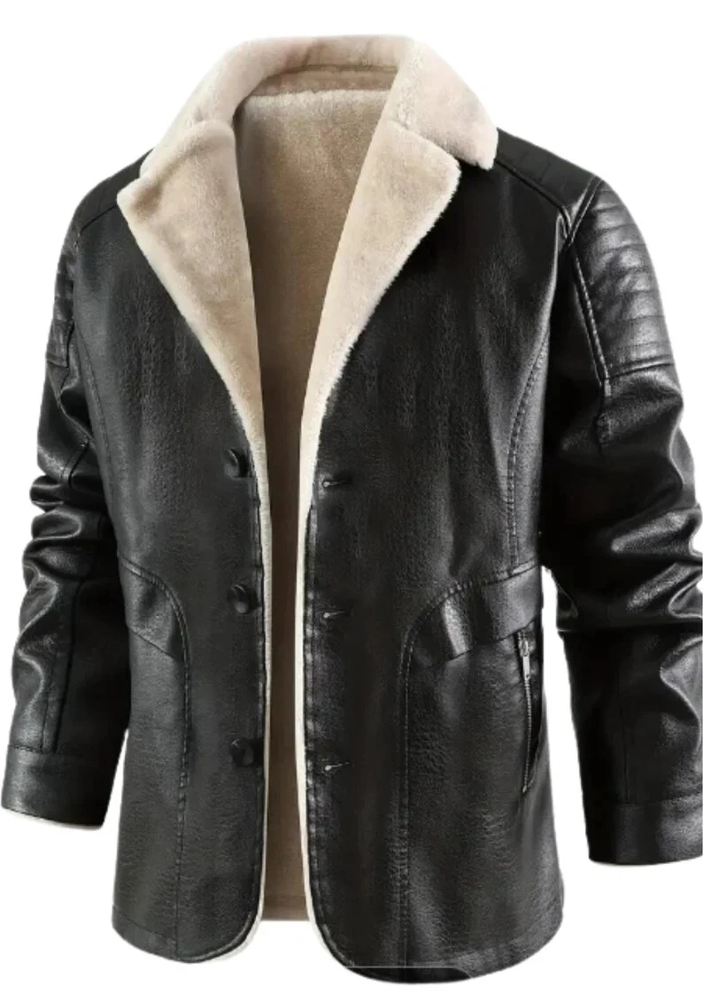 Mens Black Leather Jacket Aviation Jacket, Flying Jacket, Real Sheepskin Jacket