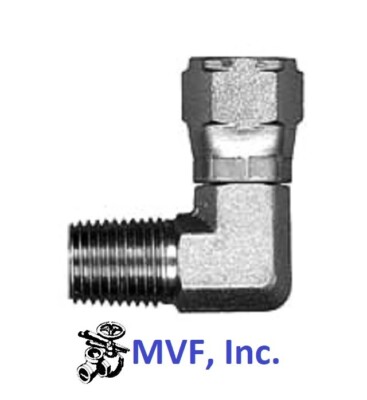 1/2'' Male NPT x 1/2'' Female NPSM Pipe Swivel Adapter 90° Elbow Steel  1501-08-08