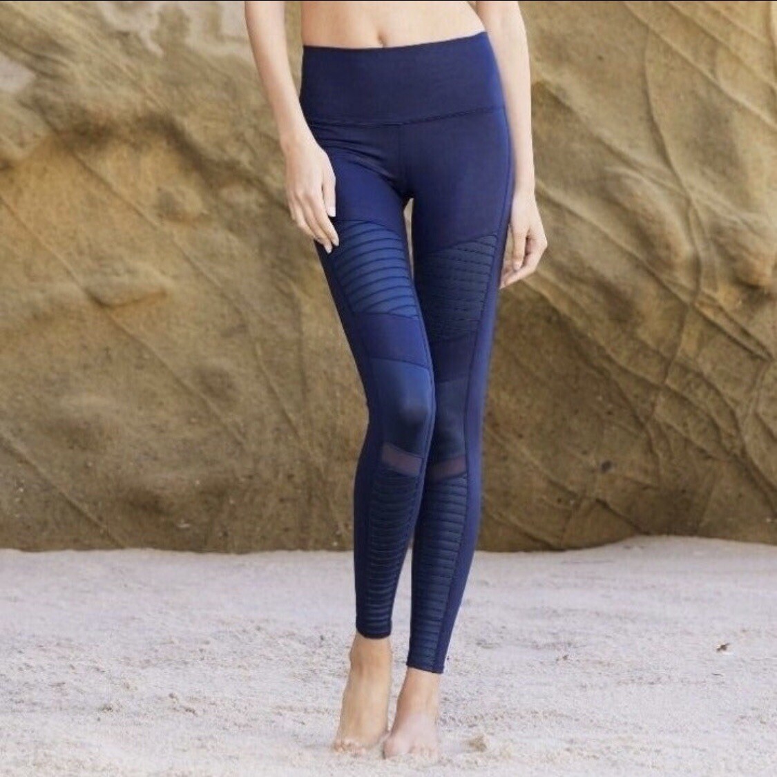 Alo Yoga High Waist Mesh Moto Workout Gym Full Length