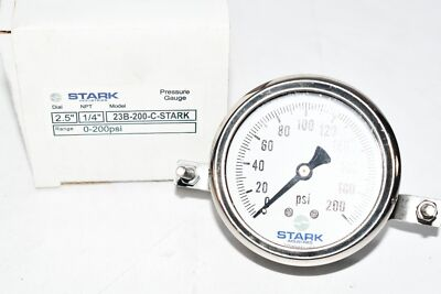 #ad NEW Stark Industries 23B 200 C Pressure Gauge 2 1 2#x27;#x27; 1 4#x27;#x27; 0 200 psi $30.98