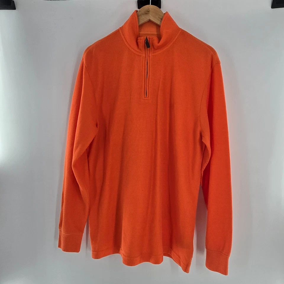 Chaps Sweater Men's Quarter Zip Mock neck Orange Sz L NWT - Image 2 of 4