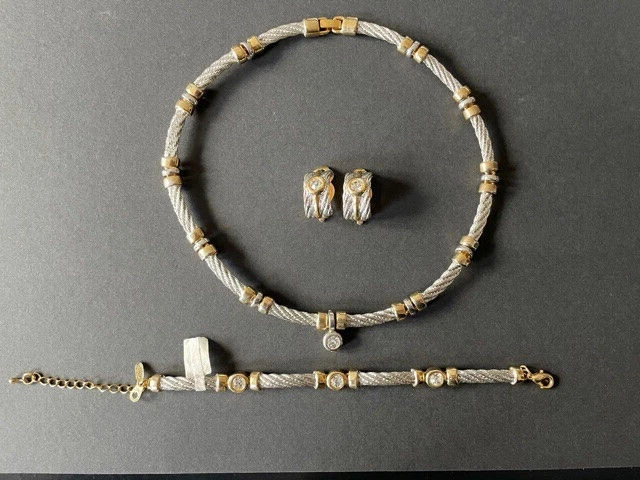Set aus Halskette, Armband und Ohrclips