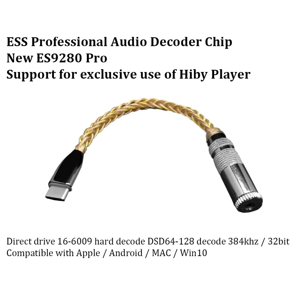 ESS ES9280c Pro USB C Portátil DAC a Puerto de Equilibrio 4.4, 32bit384kHz, Alta Resolución DSD256 Foto 2 de 4