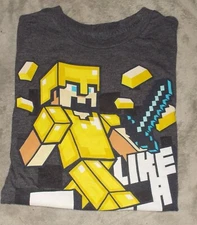 Mojang Jinx MineCraft T-shirt, Like A Boss, Dark Gray, 2XL (18)