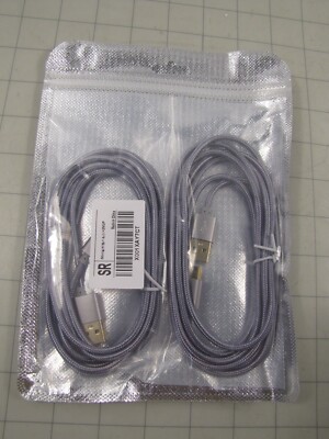 2-pack Mini USB + 2M2P Braided Cable 6.5ft Long NEW