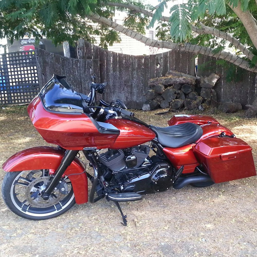 Candy Orange Stretched Saddlebags Bottoms For Harley Street Road