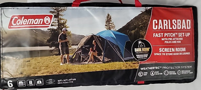 Coleman 6 Person Carlsbad Fast Pitch Dark Room Technology Tent w/ Screen Room