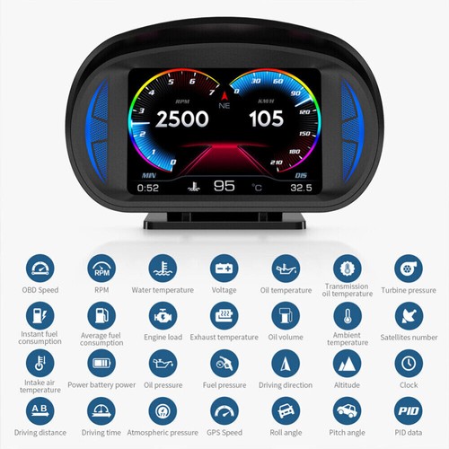 Universal Car HUD Gauge Digital Head UP Display GPS OBD LCD Speedometer Odometer - Picture 3 of 12