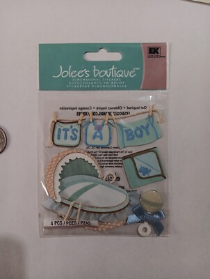 Jolee's Boutique Its A Boy Clothes Line Scrapbook Stickers Baby  Basinet Rattle 