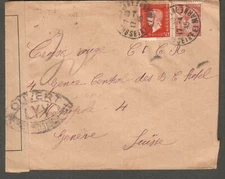 France 17-4-1945 WWII LYY censor cover Bray-sur-Seine Marne to Red Cross Geneva