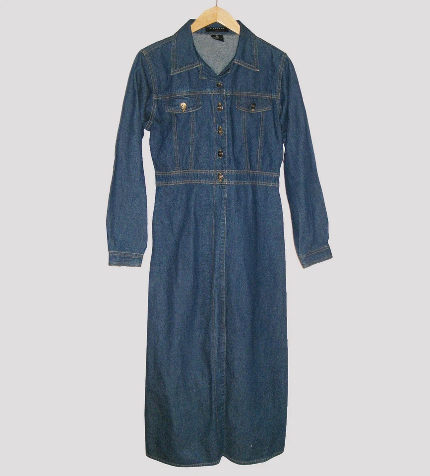 MAXI ABRIGO PLUMERO BOHO DENIM STARWEAR DE COLECCIÓN AÑOS 90 ALGODÓN TALLA: MEDIANO