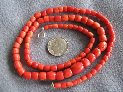 Orange Coral Bead Necklace 26Gms 