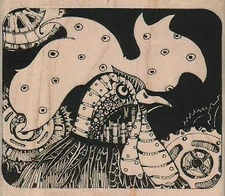 Bird Background 4 x 3 1/2" Rubber Stamp, Mixed Media, Background