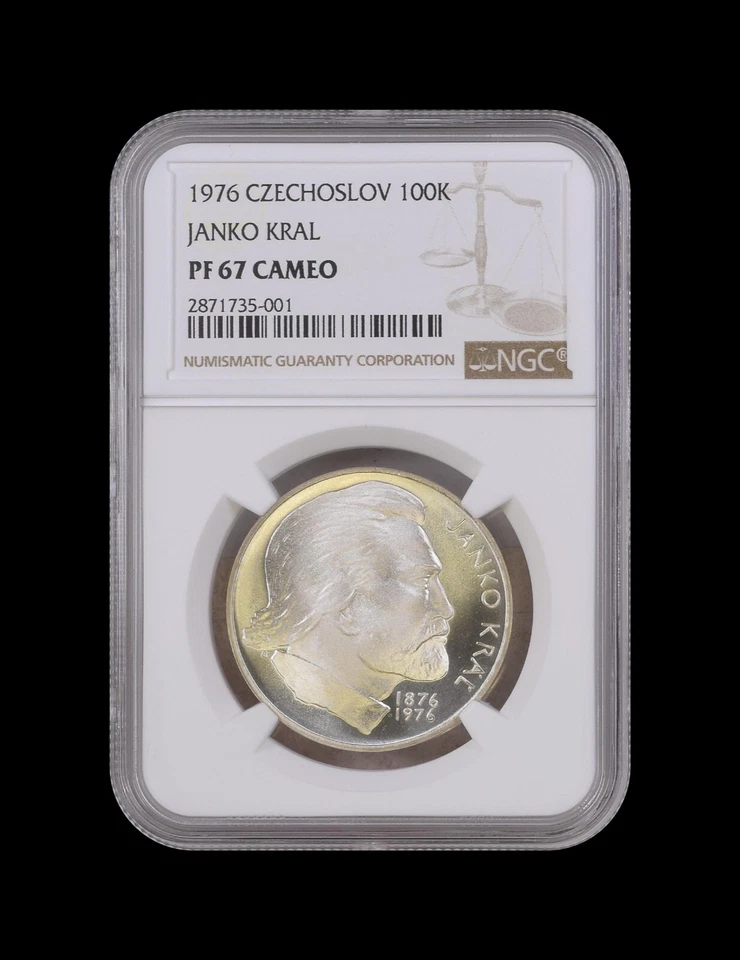 CZECHOSLOVAKIA. 1976, 100 Korun, Silver - NGC PF67 - Top Pop 🥇 Janko Kral - Image 2 of 4