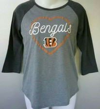 Cincinnati Bengals Official NFL Youth Girls XL 14-16 BASEBALL STYLE Shirt