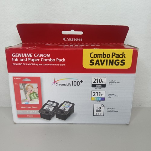 Canon Ink and Paper Combo Pack 210XL Ink 211XL Ink 50 4x6 Glossy Photo