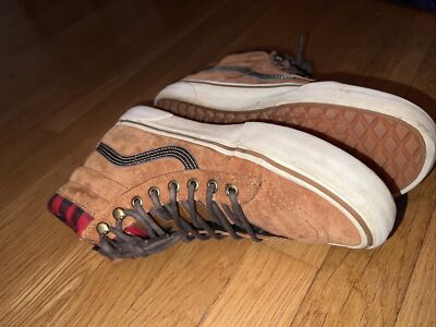 Vans Brown Suede High-Top with Black Side Stripe and Red Plaid Collar size 9.5 Vans Brown Suede Red Black Plaid High-Top Sneakers  main image 3