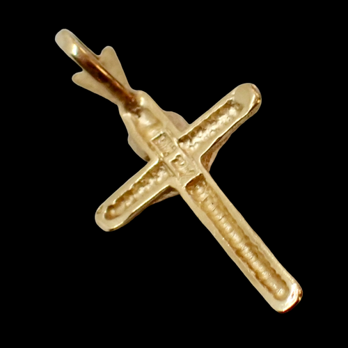 14K Yellow Gold Cross Pendant Religious Crucifix Signed Michael Anthony 1.10 gr. - Picture 16 of 18