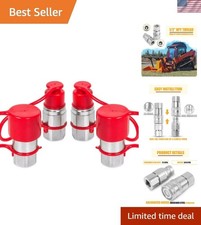 2 Sets 1/2" NPT Flat Face Hydraulic Quick Connect Coupler/Coupling Set, .5 Co...