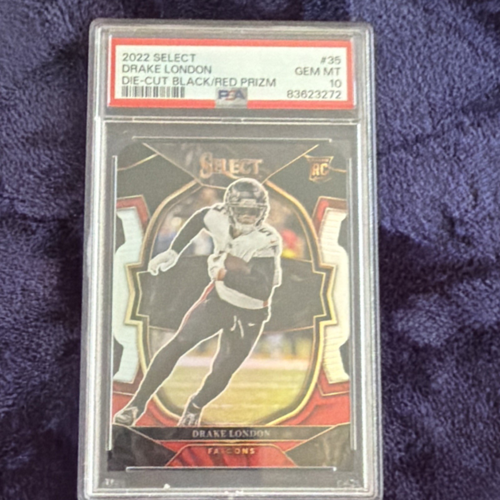 Panini Select 2022 Black & Red Prizm Die-Cut Drake London #35 PSA 10 Falcons RC