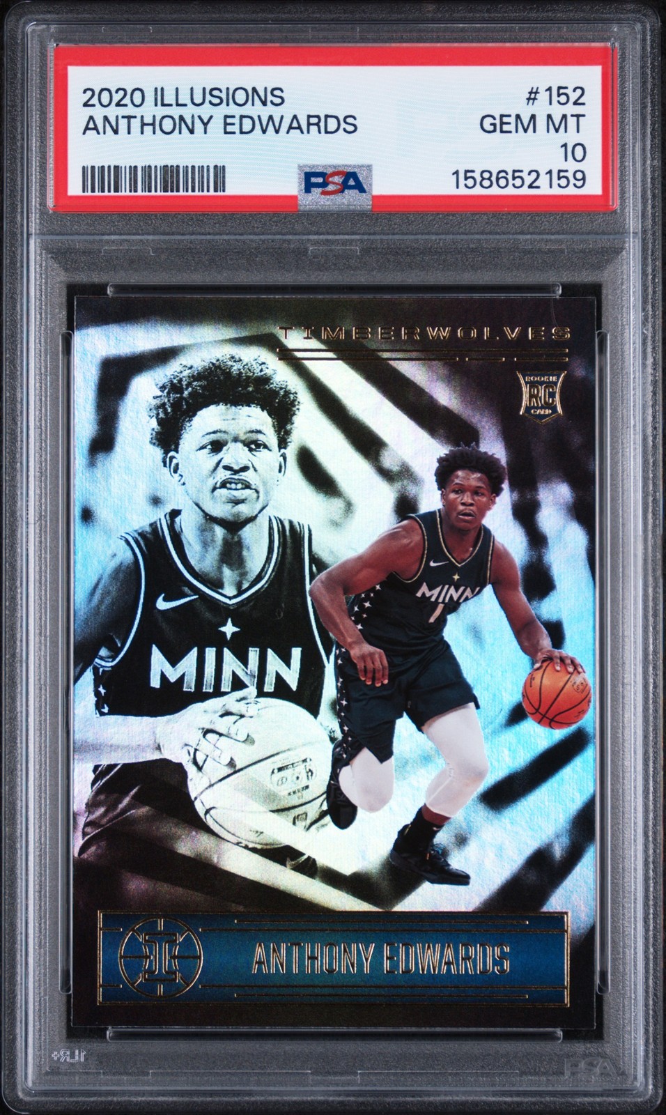 2020 PANINI ILLUSIONS #152 ANTHONY EDWARDS ROOKIE RC PSA 10