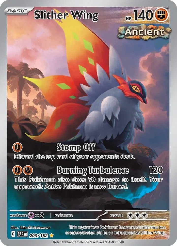 Pokémon TCG Slither Wing Illustration Rare Holo Card 203/182 Sv04: Paradox Rift