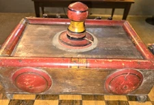 ~VINTAGE UNIQUE PRIMITIVE WOODEN SPICE CANDLE BOX~CARNIVAL MULTI-COLOR~HANDMADE